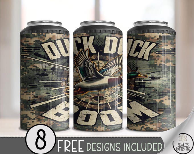 Hunting 4in1 Can Cooler Wrap, Camo Sublimation Design, Duck Hunting PNG, Outdoor Tumbler Wrap for Men, A540