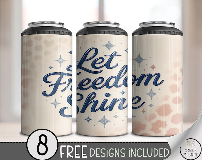 Patriotic 4in1 Can Cooler Wrap, Fun Americana Sublimation Design, 4Th Of July Png 16 oz 4-in-1 File, Freedom 4 In 1, B10119