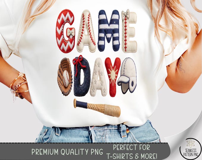 Game Day T-shirt PNG, Sporty Faux Patchwork Sublimation Design (Digital Download) B10162