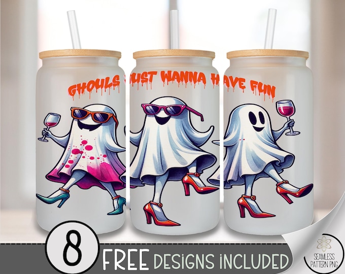 Ghoul Fun Glass Can Wrap, UV Decal for Tumbler, Sublimation Design, Digital Download, Vacation Sticker, A440