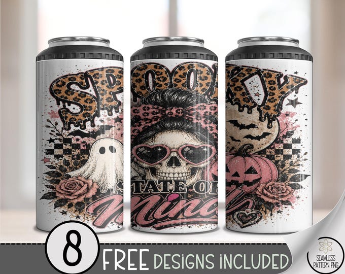 Halloween Spooky State of Mind 4in1 Can Cooler Wrap Sublimation Design, Digital Download, B10505