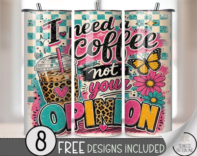 Coffee Slogan 20 oz Tumbler Wrap, Funky Sublimation Design, Cheeky PNG Files, Digital Download, B10190