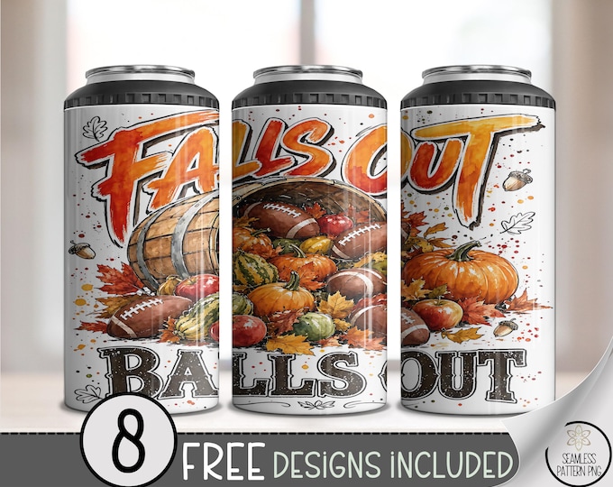 Fall Harvest 4-in-1 Can Cooler Wrap, Football Sublimation Design, Digital Download, B10467