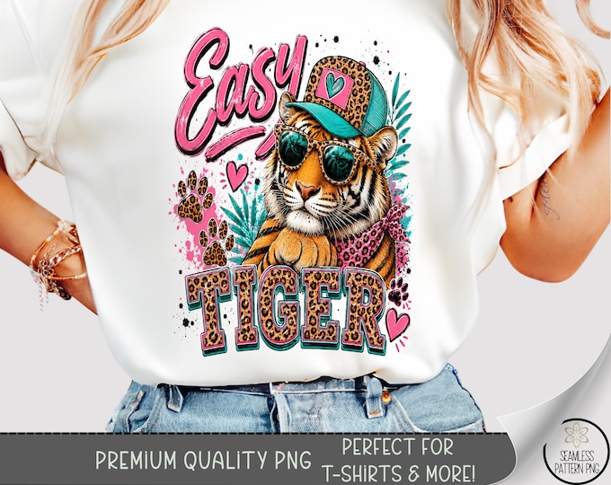 Sassy Tiger T-shirt PNG, Retro Funky Sublimation Design, Cute Graphic TShirt File, Digital Download, B10303
