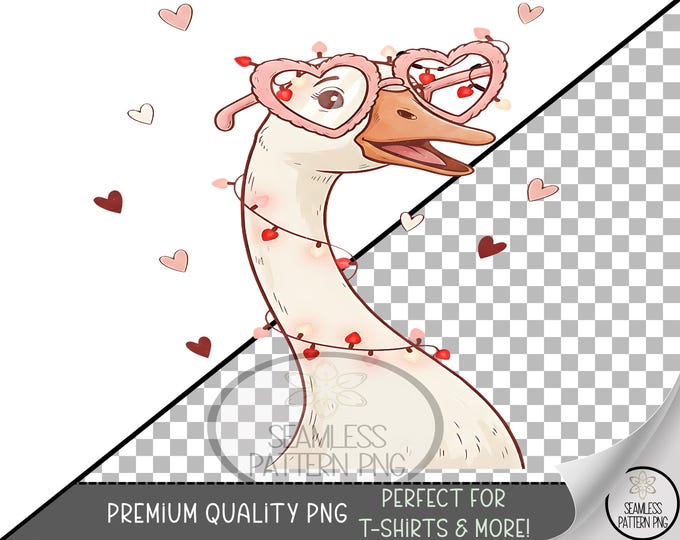 Lovely Goose Sub PNG, Cute Silly Duck Neck, Valentine UV DTF Design Sublimation, Digital Download, A669