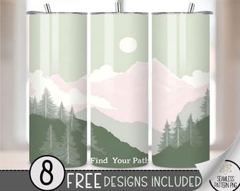 Inspirational Tumbler Wrap PNG, Positive Affirmation 20 Oz Skinny Tumbler Sublimation Design, Hiking Png Tumbler Wrap, Seamless PNG File