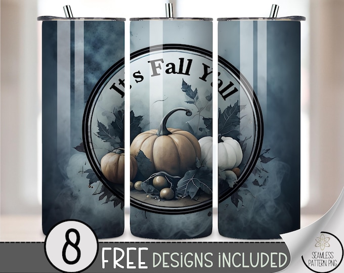 Rustic Fall Pumpkins 20 oz Tumbler Wrap, Earthy Cottagecore  20oz Tumbler Wrap, Printable Autumn Design, Cozy Farmhouse Style, A443