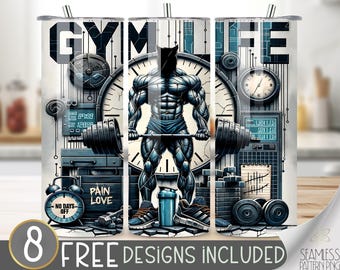 Fitness Tumbler Wrap Design, Gym Life PNG File, Digital Gym Life Fitness Fashion Guy 20Oz Tumbler Wrap,20Oz Gym Motivational Tumbler For Guy