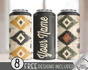 Western 16 Oz 4-In-1 Cooler Sublimation, Add Your Text Faded Southwestern 4In1 Can Cooler Wrap, Aztec 4 In 1 Can Cooler File PNG, 16OZ File