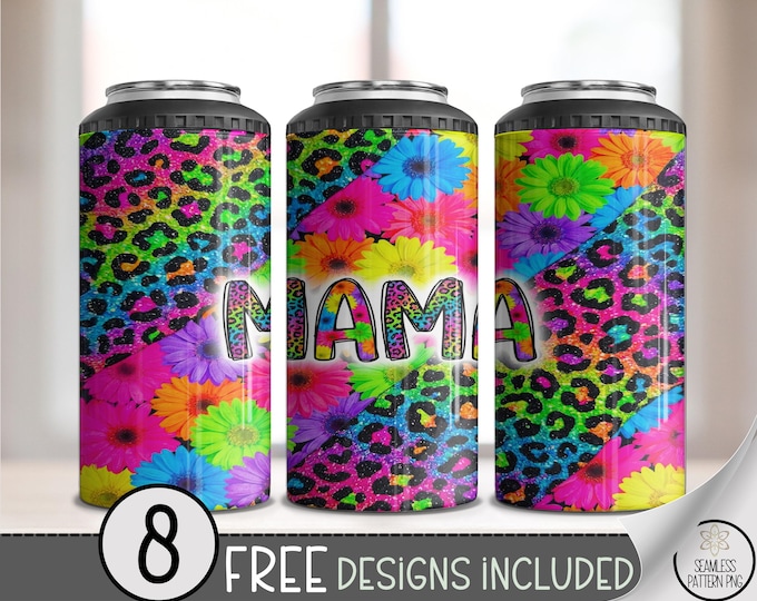 Mother's Day 4in1 Can Cooler Wrap, MAMA Sublimation Design, Retro Pop 16 oz 4-in-1 File, B10166
