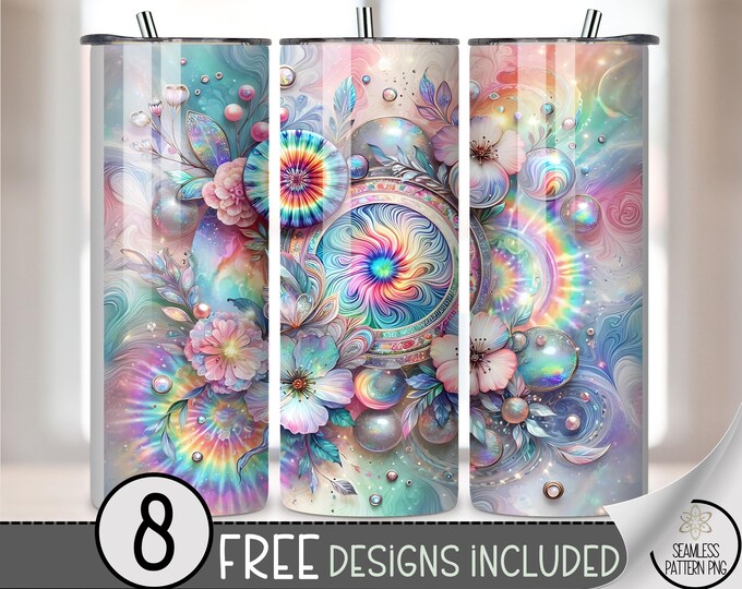 Rainbow Spiral PNG, Dreamy Tie-Dye Sublimation Design For 20 oz Tumbler Wrap, Digital Download, B922