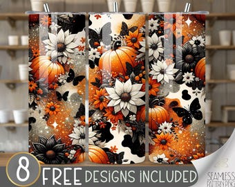 Western Pumpkin Tumbler Wrap, 20 oz Tumbler Sublimation Design,Country Tumbler Wrap, Boho Cow Hide Tumbler, Cowhide PNG,Country Girl Tumbler
