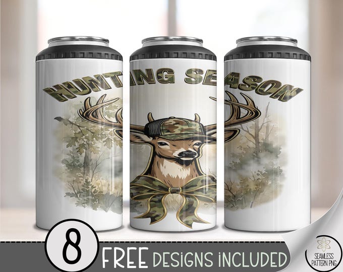 Hunting Season Deer Buck Head 4-in-1 Can Cooler Wrap, Antler Sublimation Design, Digital Download, B953