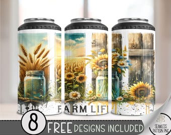 Farm Life 4 in 1 Can Cooler Wrap, Western Vintage 4in1 Tumbler PNG, Sunflower 16 Oz Can Cooler Sublimation Design, Country Western A159