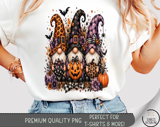 Halloween Gnome T-shirt PNG, Witch Hat Sublimation Design, Digital Download, B10480