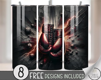 Boxing Gloves 20 oz Tumbler Wrap PNG, Exploding Wall Sports Sublimation Design, Gritty Fight Gym Punch Theme Grunge Wrap for Men, A340