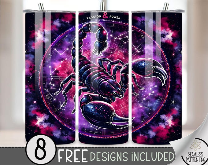 Tie Dye Zodiac Tumbler Wrap, Scorpio 20 Oz Skinny Tumbler Sublimation Design Astrology Sign, Zodiac Signs Tumbler PNG, Astrology Tumbler