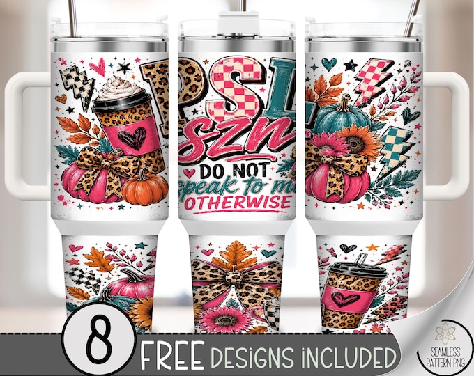 Pumpkin Spice Latte 40 oz Tumbler Wrap, Fall Coffee Sublimation Design, Digital Download, B10357