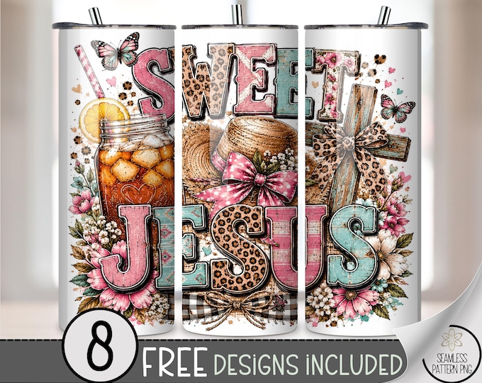Sweet Jesus 20 oz Tumbler Wrap, Playful Sublimation Design for Straight Tumblers, Colorful PNG Files, Digital Download, B10365