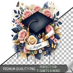 Maglietta per laureati in formato PNG, design per laureati 2026, file digitale per la sublimazione, classe del 2026 in formato PNG, diploma con berretto unico, A196