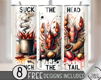 Crawfish Boil Season Seasoning PNG 20 oz Tumbler Design Crawdad Preppy Pinch Peel Eat Repeat Sack Suck The Head Tail 20oz Straight Wrap A155