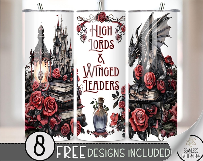 Book Dragon Tumbler Wrap, Fantasy Art 20 oz Skinny Sublimation Design, Magical Digital Mythical Instant Digital Download for Cup Lovers, A85