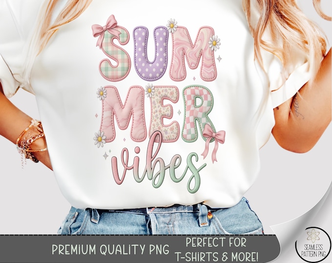 Summer Vibes T-shirt PNG, Playful Retro Sublimation Design, Feminine Pastel TShirt File, Digital Download, B10180