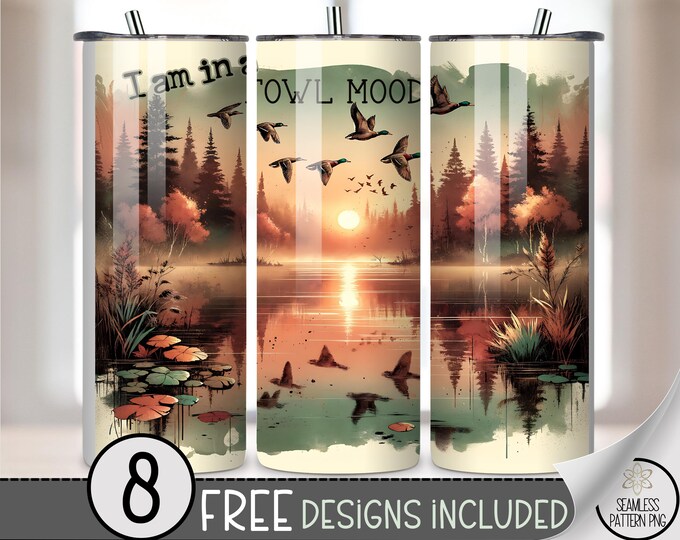 Bird Mood 20 oz Tumbler Wrap PNG, Funny Fowl Sublimation Design, Digital Download, Flock Sunset Flight, A784