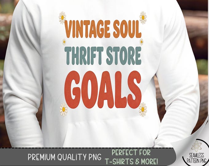 Vintage Soul T-shirt PNG, Typographic Sublimation Design, Retro DTF Shirt Graphic, Boho TShirt File, Digital Product, Daisy Thrift B10148