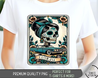 La Chicana Tarot Card T-Shirt Design, Trendy Lowrider Sweatshirt PNG,Latina Chingona Chicano File,Mexican Sublimation Design for Shirt, A125