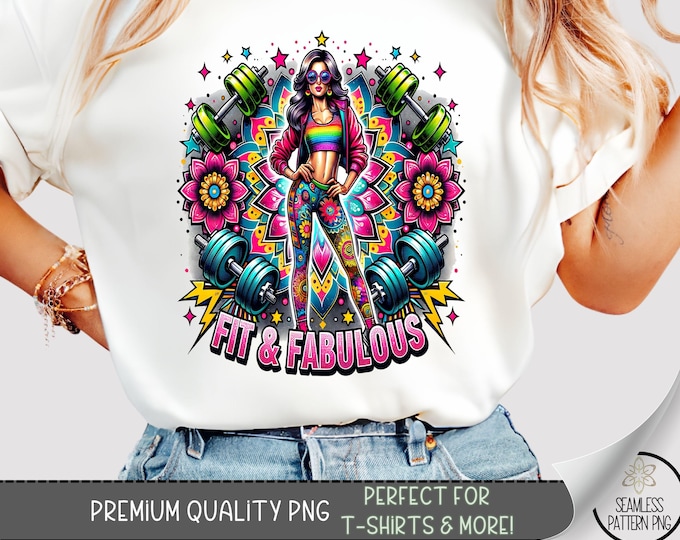 Exercise T-shirt PNG, Motivational Fitness Design, Funny Workout Quote, Digital Download for Gym Lovers, Fit & Fabulous Gym Girl PNG A223
