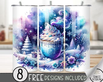 Christmas Tumbler Wrap, Hot Cocoa 20Oz Tumbler Wrap, Sleepy Cocoa 20Oz Skinny Tumbler, Holiday Tumbler Wrap, Snowman Sublimation Design Png