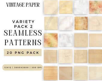 Digital Vintage Paper Seamless Pattern PNG Bundle, Sublimation Craft Junk Journaling File, Aged Tea Stain Repeating Pack Commercial Use