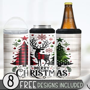 Christmas Deer 4in1 Can Cooler Wrap,Winter Sublimation Design,Xmas 16 Oz Slim,Merry Christmas 4 in 1 Tumbler Png,Christmas 16 Oz Can Cooler