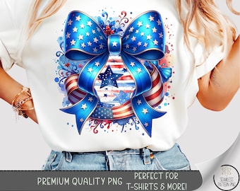 Koszulka z kokardą patriotyczną PNG, czerwono-biało-niebieskie gwiazdy z 4 lipca, sublimacja, koszulka Coquette USA z okazji Dnia Niepodległości PNG, A263