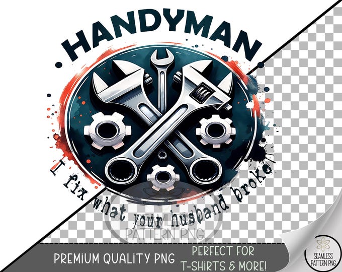 Handyman Husband UV DTF PNG, Hardware Tools, Digital Download for Dads Gift, Sublimation, A803