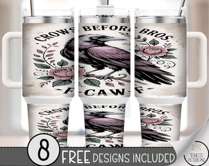 Crow Before Bros Vintage 40 Oz Tumbler Wrap, Spooky Tumbler PNG, Sublimation Design B947