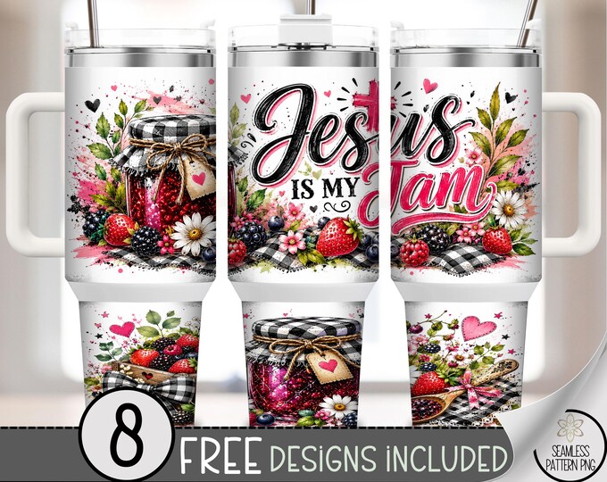 Jesus is My Jam PNG, Trendy 40 oz Tumbler Wrap, Faith Sublimation Design, Floral Jam PNG Files, Digital Download, B10283