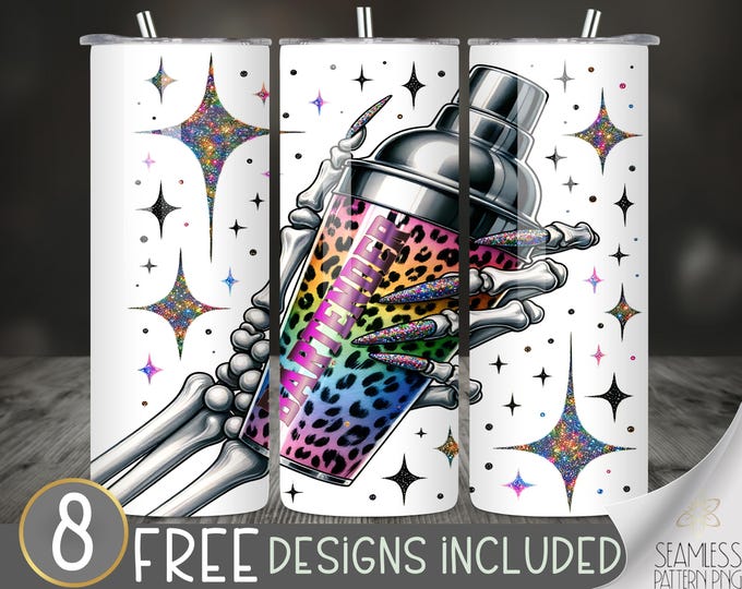 Bartender Tumbler Wrap, Alcohol Tumbler Wrap, Drinking Tumbler Design, Bartender Life 20oz Skinny Tumbler Wrap, Skeleton Tumbler