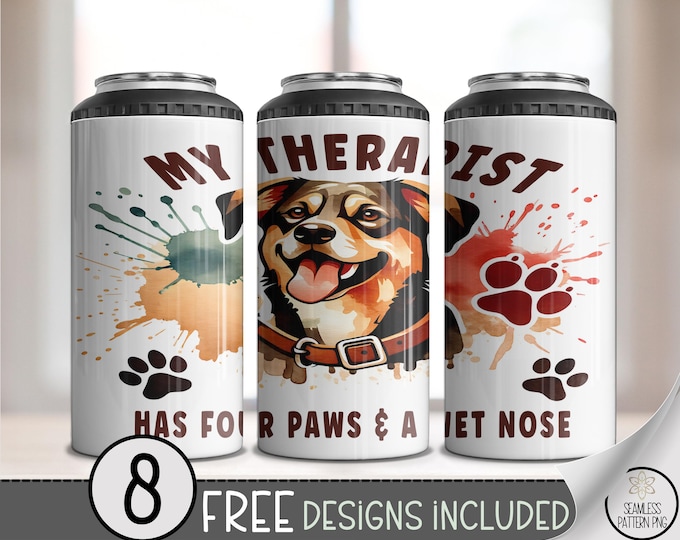 Therapist Dog 4-in-1 Can Cooler Wrap PNG, Adorable Mental Health, Cute Serotonin Booster, Digital Download for Sublimation, A841