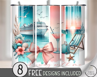 Tropical Summer Cruise 20 oz PNG, Beach Vacation, Digital Download for Sublimation Tumbler Wrap, A627