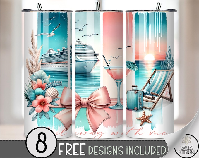 Tropical Summer Cruise 20 oz PNG, Beach Vacation, Digital Download for Sublimation Tumbler Wrap, A627