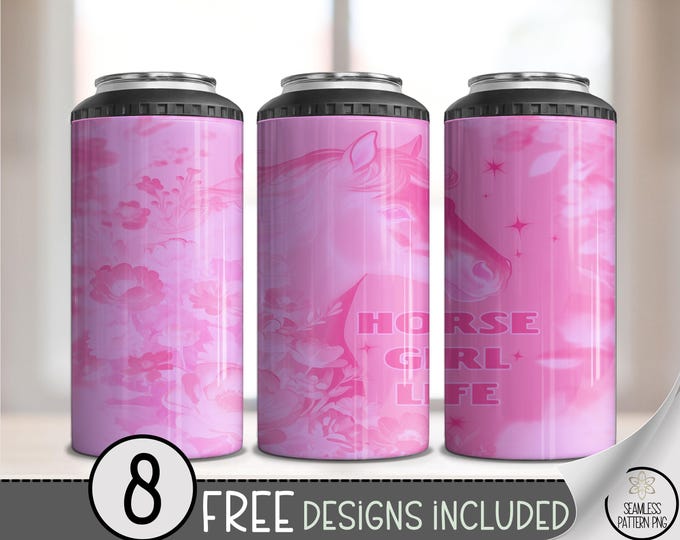 Horse Girl Life PNG, Equestrian Sublimation Design, 4-in-1 Can Cooler Wrap, Digital Download, B10023
