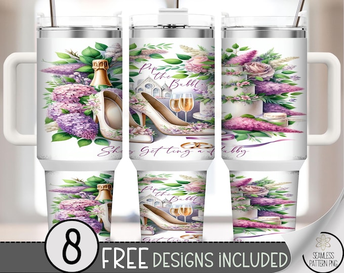 Elegant Wedding Floral Tumbler 40 oz, Custom Skinny Wrap, Digital Download, Sublimation Flower Design PNG, A618