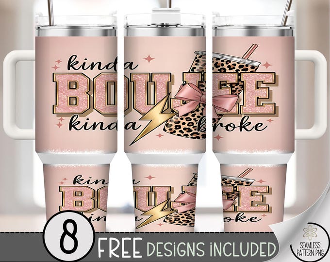 Glamorous 40 oz Tumbler Wrap: Boujee Sublimation Design, Girly PNG Files, Trendy 40oz Tumbler Design - Blush Pink, Leopard Print A488