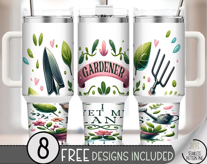 Wet My Plants 40 oz Tumbler Wrap PNG, Plant Quote, Humorous Garden Design, Digital Download, Sublimation, B849