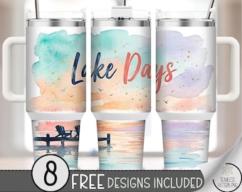 Lake Days 40 Oz Tumbler Wrap, Dock Sublimation Design, Digital Download, B10077