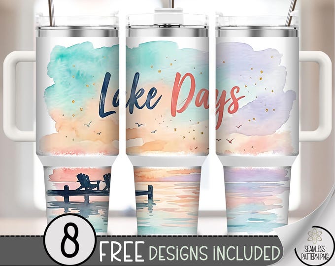 Lake Days 40 Oz Tumbler Wrap, Dock Sublimation Design, Digital Download, B10077