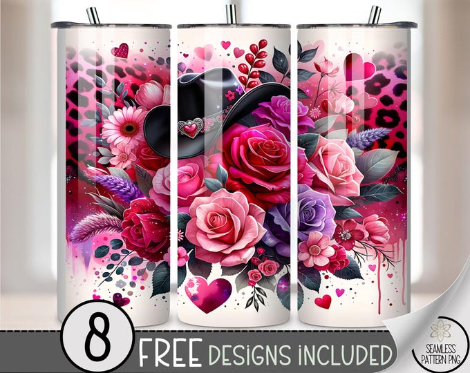 Country Roses PNG, Valentine’s Roses 20oz Tumbler Wrap Digital Download Design, Vday PNG, B842