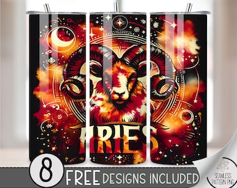 Tie Dye Zodiac Tumbler Wrap, Aries 20 Oz Skinny Tumbler Sublimation Design Astrology Sign, Zodiac Signs Tumbler PNG, Astrology Tumbler